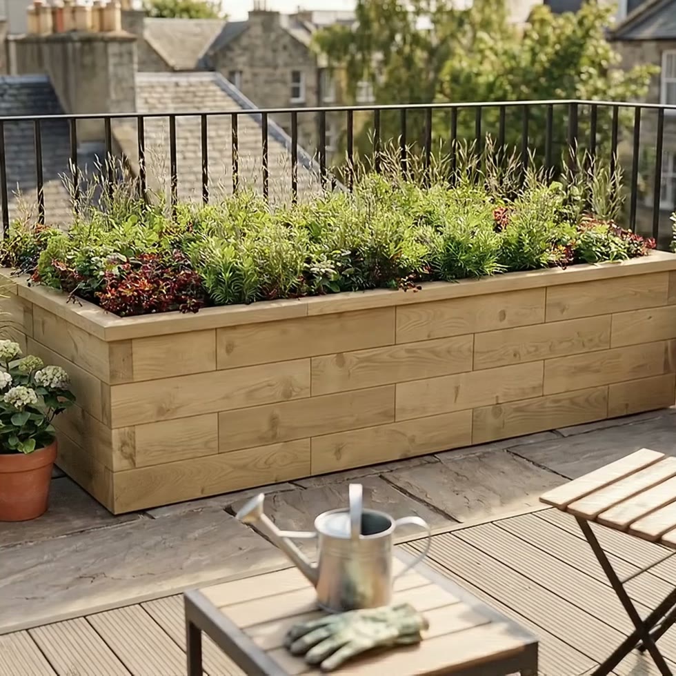 Jardinière bois XXL - Haute moyenne / 300 x 150 x 45 cm