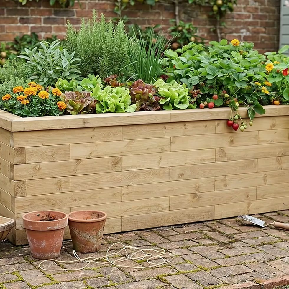 Jardinière bois extra longue - Haute / 300 x 112,5 x 75 cm