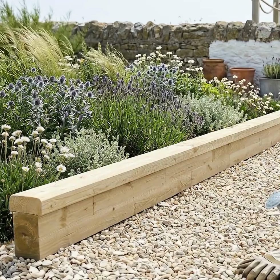Bordures de jardin en bois / 5,025 m x 0,375 m x 0,35 m