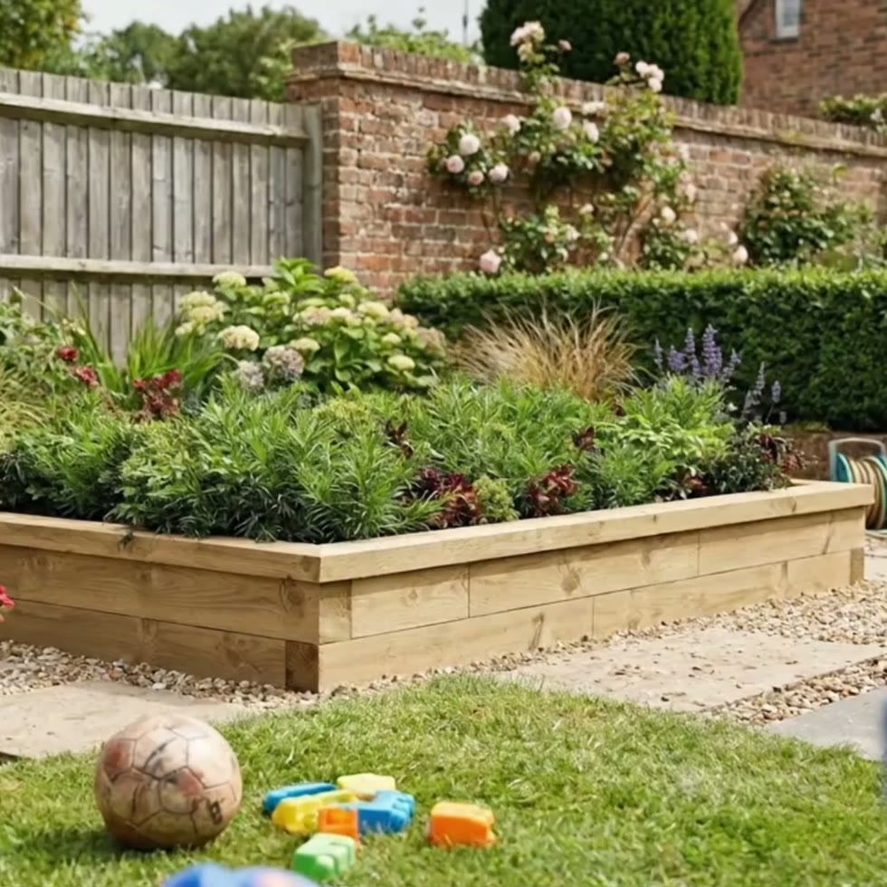 Grande jardinière bois basse  / 187,5 x 112,5 x 25 cm