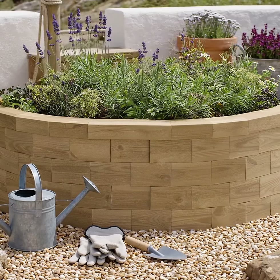 Jardinière bois surélevée demi-cercle / 157,5 x 102,1 x 45 cm