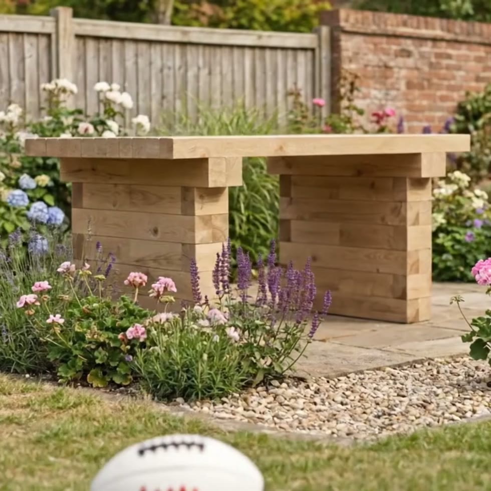 Table de jardin en bois / 1,5 m x 0,9 m x 0,75 m