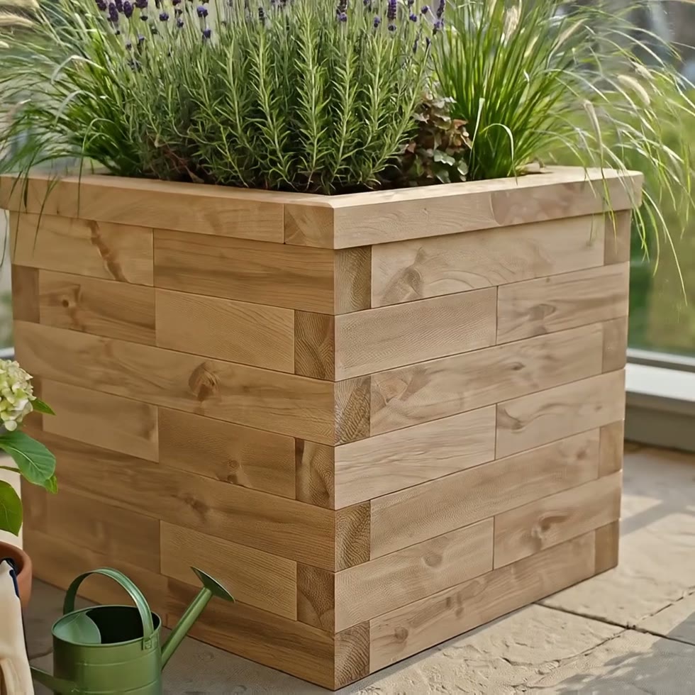 Grande jardinière bois / 75 x 75 x 75 cm