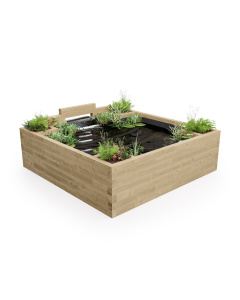 Grand bassin surélevé avec cascade /  2.25 x 2.25 x 0.65m