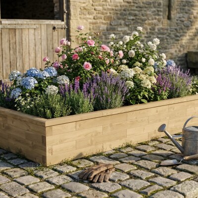 Jardinière bois XXL - Haute moyenne / 3,0 x 1,5 x 0,45 m