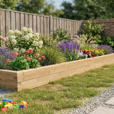 Bordures de jardin en bois / 5,025 x 0,375 x 0,35 m