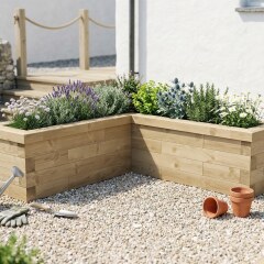 Jardinière bois d'angle en L / 1,5 x 1,5 x 0,45 x 0,45 m