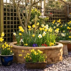 Jardinière bois ronde - Basse / 123 x 35 cm