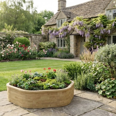 Kit de bordure d'arbre en bois haut / 2.42 x 2.25 x 0.55m