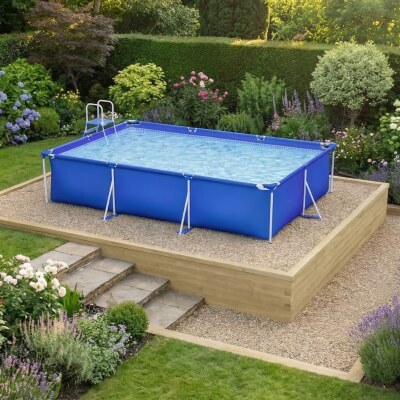 Base de piscine hors-sol pour terrain en pente / 4,125 m x 4,125 m x 0,65 m