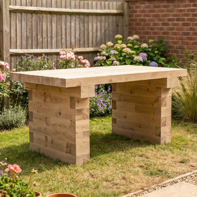 Table de jardin en bois / 1,5 m x 0,9 m x 0,75 m