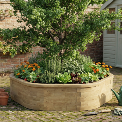 Kit de bordure d'arbre en bois haut / 2.42 x 2.25 x 0.55m