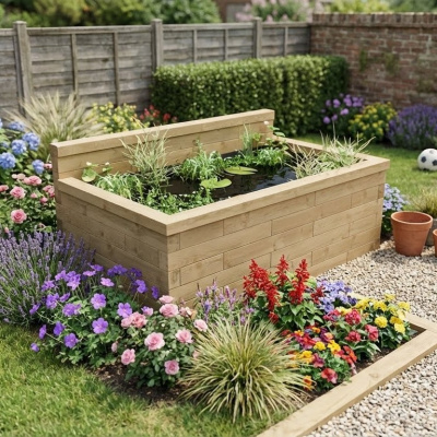 Bassin surélevé haut avec mur bas / 1.875 x 1.125 x 0.65m