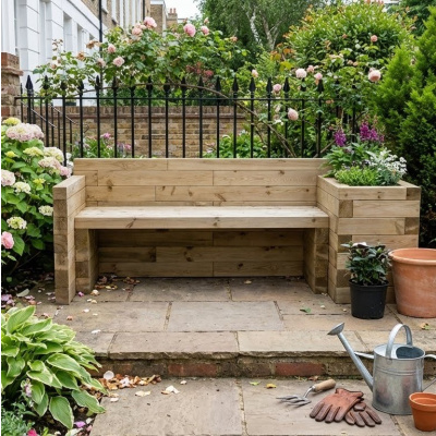 Banc de jardin - Jardinière intégrée  / 202,5 x 75 x 75 cm