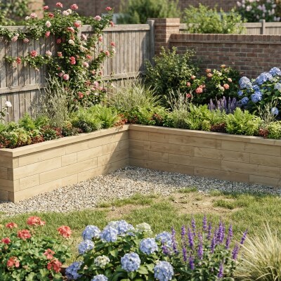 Jardinière bois en L - Extra longue / 300 x 262,5 x 45 x 45 cm