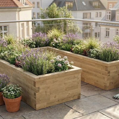 Grande jardinière bois en U / 375 x 262,5 x 55 cm