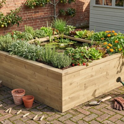 Grand bassin surélevé - Carré à double paroi  / 225 x 225 x 65 cm