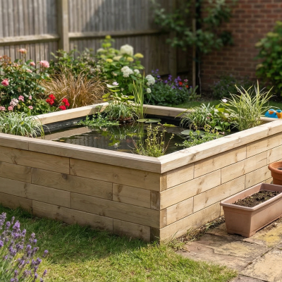 Bassin surélevé carré carpe Koi - Extra Haut / 187,5 x 187,5 x 55 cm