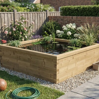 Bassin surélevé carré carpe Koi - Haut / 150 x 150 x 55 cm