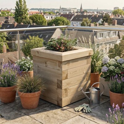 Petite jardinière bois / 45 x 45 x 55 cm