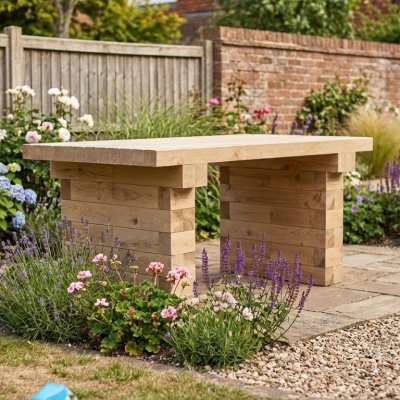 Table de jardin en bois / 1,5 m x 0,9 m x 0,75 m