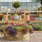 Jardinière bois ronde et haute / 123 x 55 cm