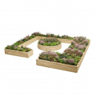 Jardinière bois frontière avec potager surélevé central / 6.675m x 6.4m x 0.45m