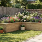 Jardinière bois en L - Extra longue / 300 x 262,5 x 45 x 45 cm