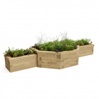 Jardinières bois hexagonales - Trois pièces multiniveaux  / 302,4 x 94,9 x 45 cm