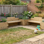 Banc de jardin pour enfants - Jardinières bois / 300 x 300 x 65 cm