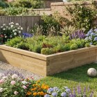 Jardinière bois carrée - basse / 1,5 x 1,5 x 0,35 m