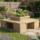 Banc de jardin carré - Jardinière centrale / 1,5 x 1,5 x 0,45 m